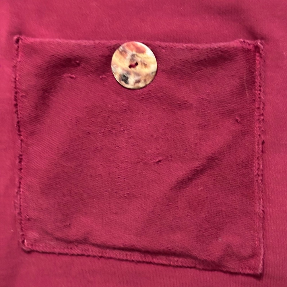 CMC Mock Neck Long Sleeve Top Cotton Blend Pocket Detail Burgundy Boho Casual L - Picture 5 of 6